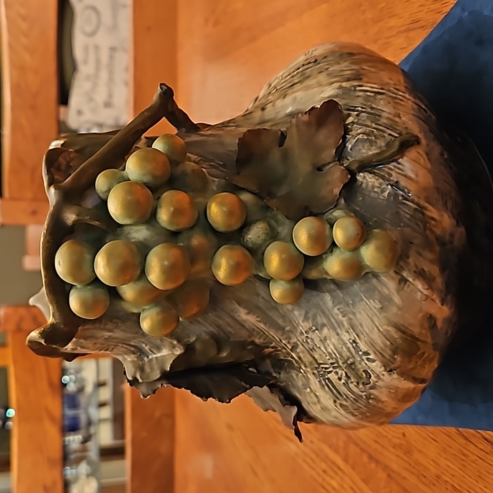 Amphora Porcelain Vase with Raised Grapes and Leaves Art Nouveau Turn of Century - Picture 1 of 16